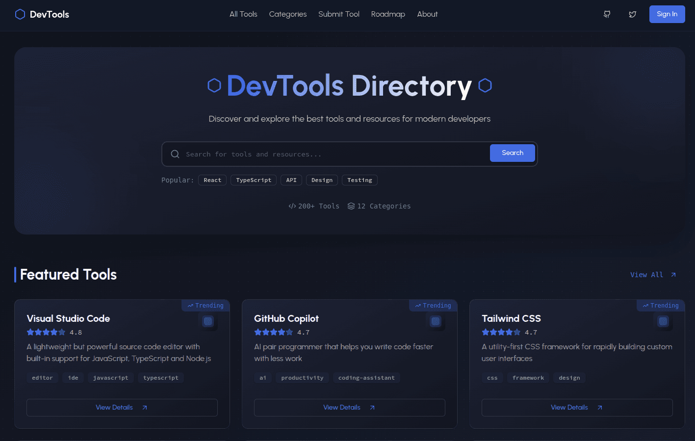 DevTools - a Directory for Developer tools