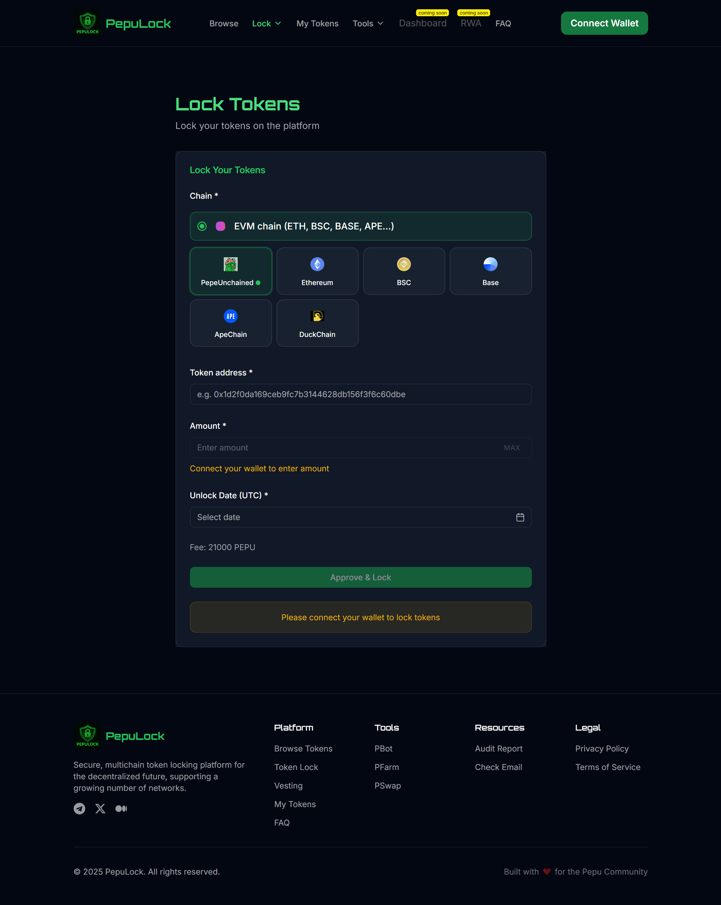 Pepulock - A Multichain Token Locking & Vesting Platform screenshot 3